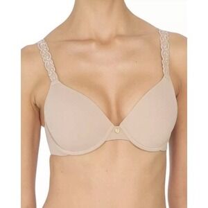 Natori Pure Luxe 732080 Womens 38C Underwire T Shirt Bra Rose Beige Nude Minimal